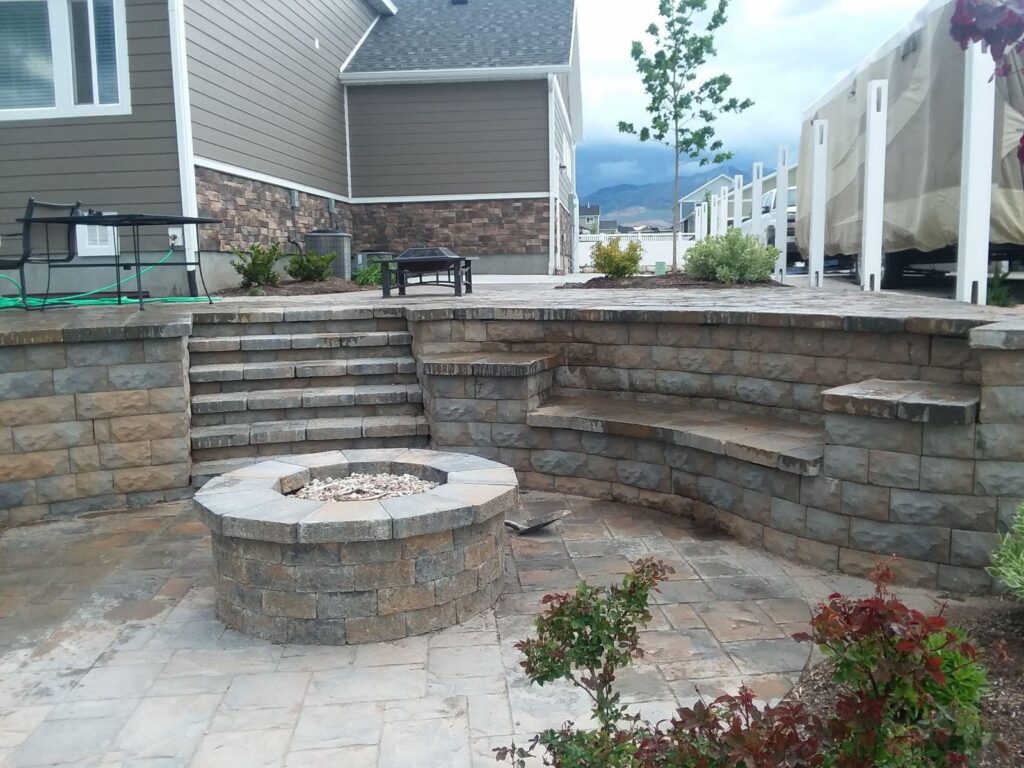 Modern stone patio and walkway design in Salt Lake City