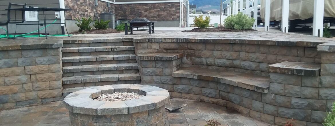 Modern stone patio and walkway design in Salt Lake City