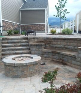 Modern stone patio and walkway design in Salt Lake City